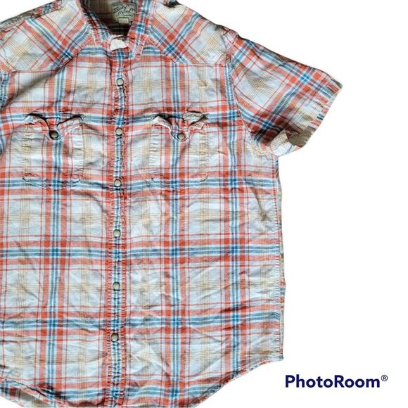 ๐๐HP!๐๐Lucky Brand Plaid Short Sleeve Button-Down Shirt - L - Picture 2 of 6